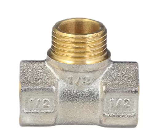 Тройник латунь никель Ду 15 (1/2") ВР/НР/ВР 9009 ГОСТ 32585-2013 Aquasfera 9009-01