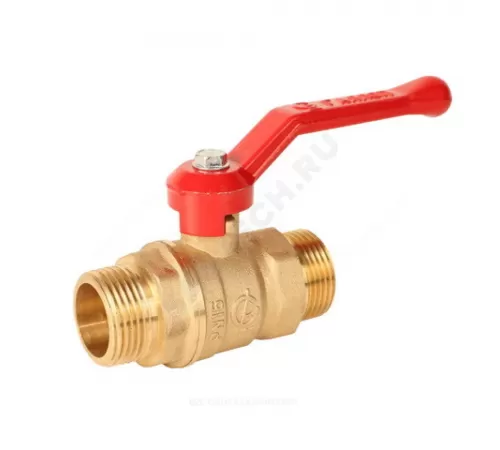 Кран шаровой латунь Стандарт 223 аналог 11б27п1 Ду 25 Ру40 НР полнопроходной рычаг красный ГАЛЛОП 107298