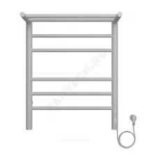 Полотенцесушитель электрический сталь Лесенка с полочкой 180 Вт 450х600мм 6П со встроенным диммером справа RAL 9003 (сигнальный белый) матовый Аврора Терминус 4670078556783