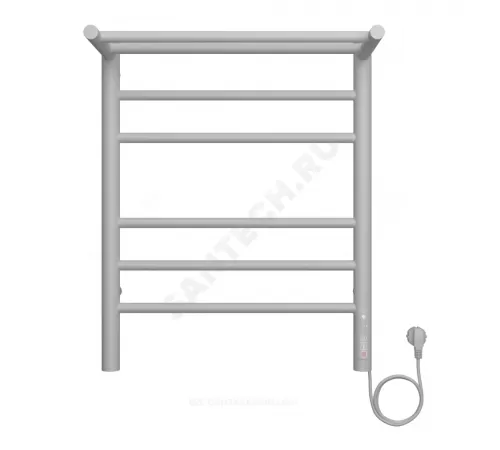 Полотенцесушитель электрический сталь Лесенка с полочкой 180 Вт 450х600мм 6П со встроенным диммером справа RAL 9003 (сигнальный белый) матовый Аврора Терминус 4670078556783