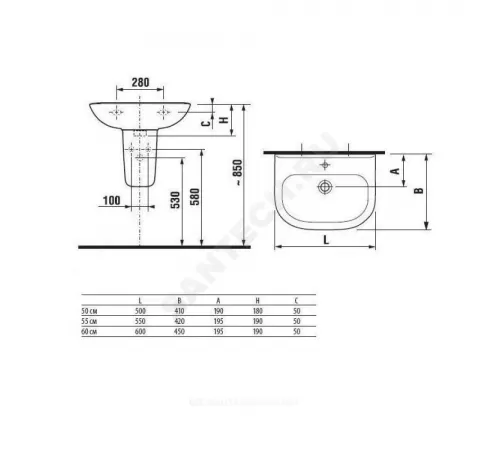 Умывальник подвесной Access 60 1 отверстие под смеситель по центру белый Roca ZRU9307610