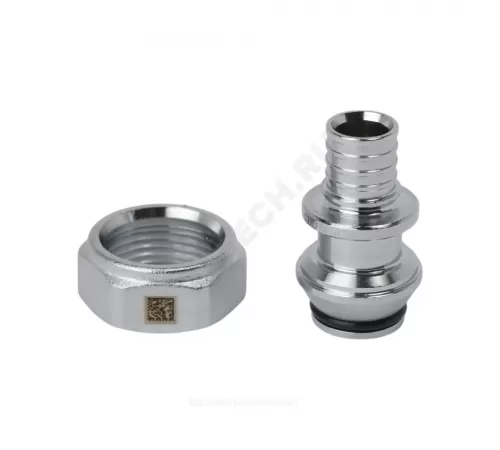 Соединитель для PE-X труб аксиальный латунь никель Дн 16х3/4" под евроконус с накидной гайкой RAUTITAN Рехау 11096091001