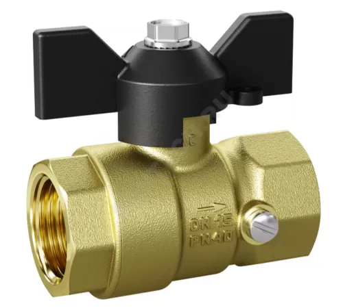 Кран для манометра шаровой латунь Pride Ду 15 Ру40 ВР G1/2"-М20х1,5 с бабочкой LD 44.342.15.20