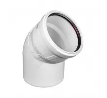 Отвод PP-M бесшумный белый Дн 50х45гр б/нап в/к RTP (РосТурПласт) 24552