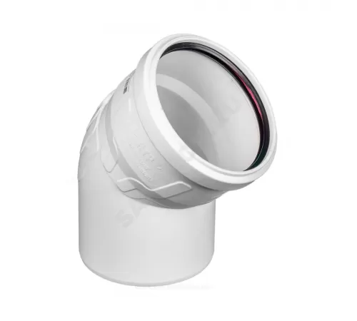 Отвод PP-M бесшумный белый Дн 50х45гр б/нап в/к RTP (РосТурПласт) 24552