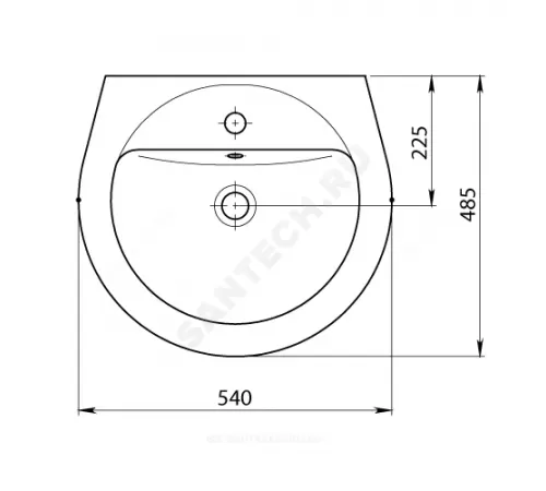 Умывальник подвесной Соната 54 1 отверстие под смеситель по центру крап на белом Santeri 1.3111.2.S01.11B.0