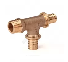 Тройник для PE-X труб аксиальный бронза Дн 20х1/2"х20 НР RX+ Рехау 14564013001