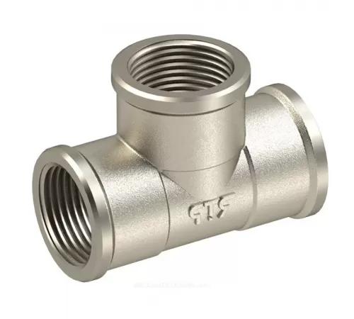 Тройник латунь никель Ду 20 (3/4") ВР/ВР RTP (РосТурПласт) 25196