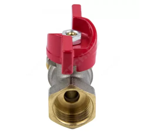 Кран шаровой латунь никель 1016 Euro Дн 16х1/2" Ру16 ВР/обжим бабочка красная Aquasfera 1016-01 .