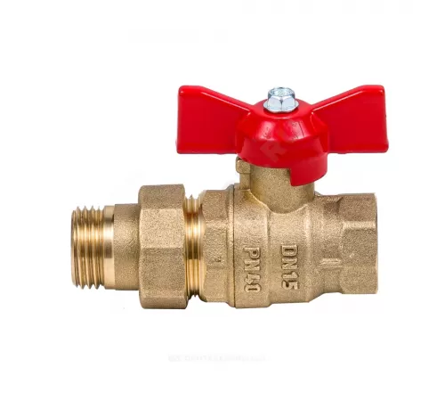 Кран шаровой латунь Эксперт Ду 25 Ру40 ВР/"американка" полнопроходной бабочка Dist 143Б