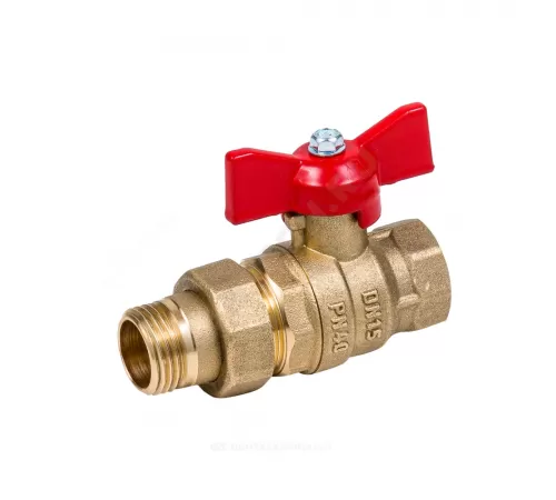 Кран шаровой латунь Эксперт Ду 25 Ру40 ВР/"американка" полнопроходной бабочка Dist 143Б