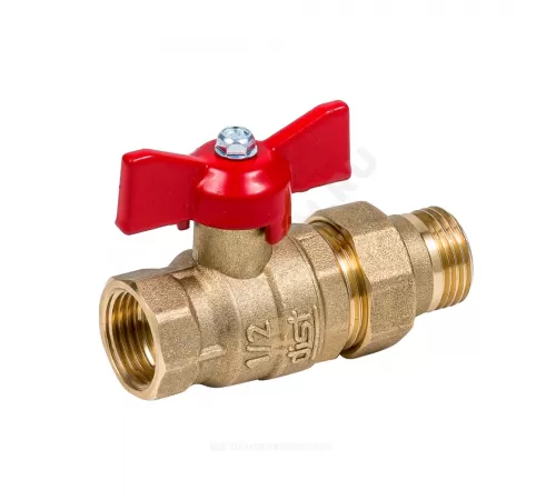 Кран шаровой латунь Эксперт Ду 25 Ру40 ВР/"американка" полнопроходной бабочка Dist 143Б