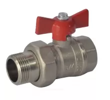 Кран шаровой латунь никель Стандарт 232 аналог 11б27п1 Ду 15 Ру40 ВР/"американка" полнопроходной бабочка красная ГАЛЛОП 107168