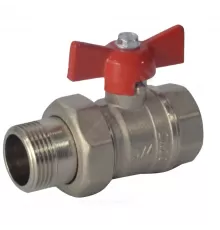 Кран шаровой латунь никель Стандарт 232 аналог 11б27п1 Ду 15 Ру40 ВР/"американка" полнопроходной бабочка красная ГАЛЛОП 107168