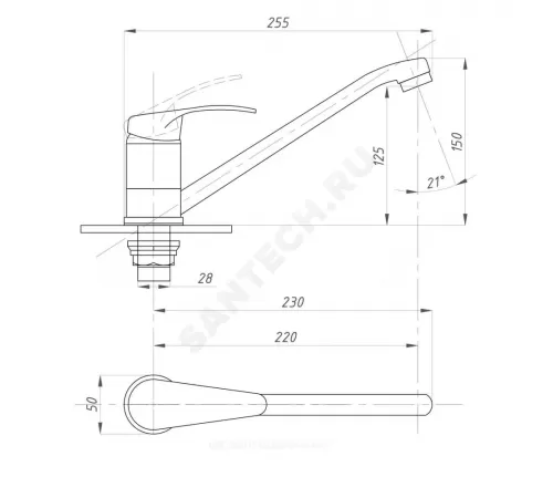 Смеситель для кухонной мойки одноручный КОМПЛЕКТАЦИЯ ПСМ-104 Профсан PSM-104-31