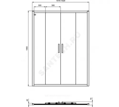 Дверь душевая CONNECT 2 Sliding door 1500х1950 мм Ideal Standard K968701