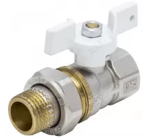 Кран шаровой латунь никель 1107 Standard Ду 15 Ру40 ВР/"американка" полнопроходной бабочка белая Aquasfera 1107-01 .