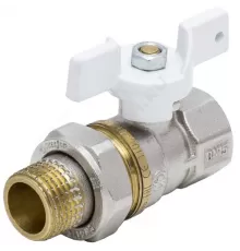 Кран шаровой латунь никель 1107 Standard Ду 15 Ру40 ВР/"американка" полнопроходной бабочка белая Aquasfera 1107-01 .