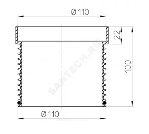 Удлинитель PP Дн 110 для трапов L=100мм HL HL340N