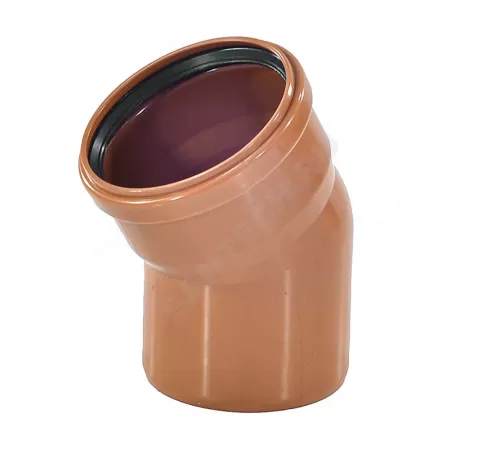 Отвод НПВХ коричневый Дн 110х30гр б/нап в/к Агригазполимер