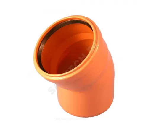 Отвод НПВХ коричневый Дн 110х45гр б/нап в/к Агригазполимер