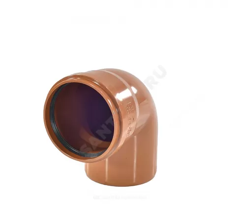 Отвод НПВХ коричневый Дн 110х45гр б/нап в/к Агригазполимер