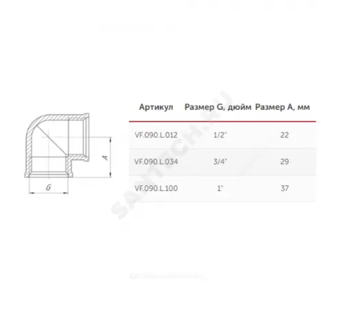 Угольник латунь Ду 20 (3/4") ВР/ВР VALFEX VF.090.L.034