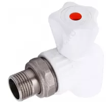 Кран шаровой PP-R белый Дн 20х1/2" НР угловой для радиатора VALFEX 10148020