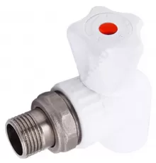 Кран шаровой PP-R белый Дн 20х1/2" НР угловой для радиатора VALFEX 10148020