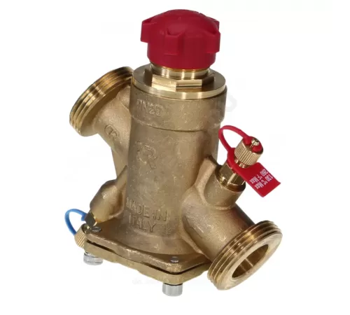 Клапан балансировочный автомат латунь AQT-R Ду 20 G1" Ру20 Тмакс=130 оС НР с измерительными ниппелями Ридан 003Z1813R