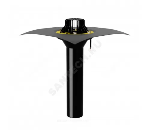 Воронка кровельная VMO/H с вертикальным выпуском PP Дн 110 с листвоуловителем, битумным полотном, электрообогревом Fachmann 01.125