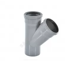 Тройник PP-H серый Дн 40х40х45гр б/нап в/к VALFEX 22040040
