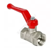 Кран шаровой латунь никель 11Б27фт1М Ду 40 Ру25 ВР рычаг красный VALFEX VF.214.NR1.112.N/P59