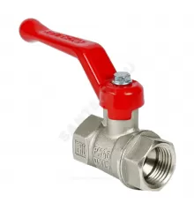 Кран шаровой латунь никель 11Б27фт1М Ду 15 Ру40 ВР рычаг красный VALFEX VF.214.NR1.012.N/P59