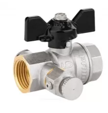 Кран шаровой латунь со спускником Pride никель Ду 15 ВР 1/2" бабочка черная LD 44.15.В-В.С.Б