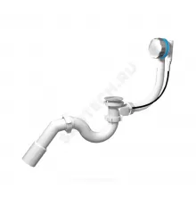 Слив-перелив для ванны трубный полуавтоматический (тросик) 1 1/2"x40 с переходной трубкой 45гр 40/50 слив клапан, пробка D=46мм АНИ Пласт EM411