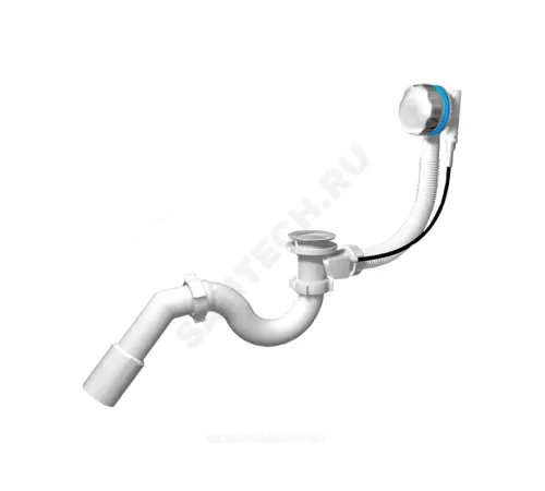 Слив-перелив для ванны трубный полуавтоматический (тросик) 1 1/2"x40 с переходной трубкой 45гр 40/50 слив клапан, пробка D=46мм АНИ Пласт EM411