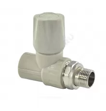 Клапан (вентиль) PP-R запорный серый Дн 20х1/2" Ру25 НР прямой для радиатора VALFEX 1014620012Г