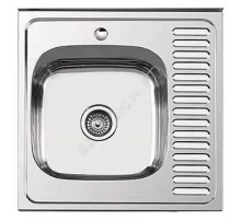 Мойка левосторонняя накладная Декор 600х600х180мм сталь нержавеющая с сифоном выпуск 3 1/2" Ledeme L66060-L