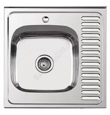 Мойка левосторонняя накладная Декор 600х600х180мм сталь нержавеющая с сифоном выпуск 3 1/2" Ledeme L66060-L