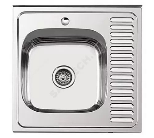 Мойка левосторонняя накладная Декор 600х600х180мм сталь нержавеющая с сифоном выпуск 3 1/2" Ledeme L66060-L