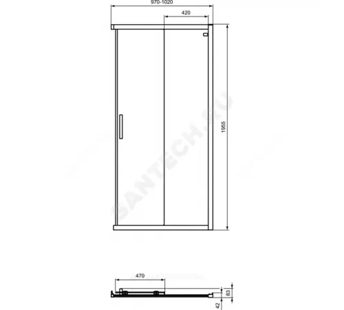 Дверь душевая CONNECT 2 Corner Square/Rectangular 1000 мм Ideal Standard K9262V3