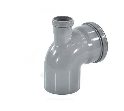 Отвод PP-H с выходом фронтально-вверх серый Дн 110х50х87гр б/нап в/к RTP (РосТурПласт) 36651
