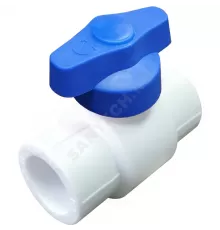 Кран шаровой PP-R белый Дн 20 полупроходной с синей ручкой VALFEX 20255020B