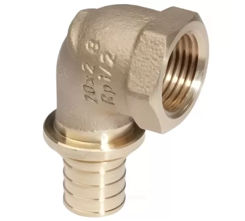 Угольник для PE-X труб аксиальный бронза Дн 16х1/2" ВР RX+ Рехау 14563503001