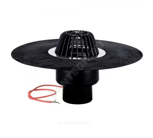 Воронка кровельная HL62.1H с вертикальным выпуском PP Дн 110 с листвоуловителем, электрообогревом, теплоизоляцией, гидроизоляционным полимербитумным полотном 500мм HL HL62.1H/1