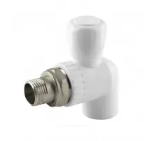 Кран шаровой PP-R белый Дн 20х1/2" НР угловой для радиатора RTP (РосТурПласт) 27807