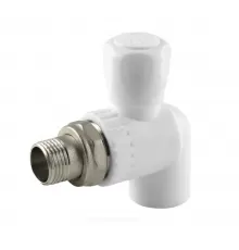 Кран шаровой PP-R белый Дн 20х1/2" НР угловой для радиатора RTP (РосТурПласт) 27807