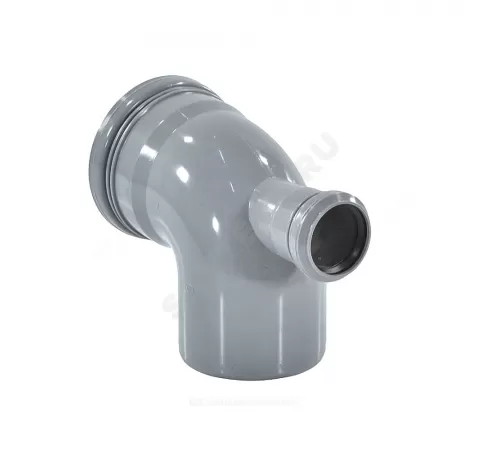 Отвод PP-H с выходом фронтально-тыльный серый Дн 110х50х87гр б/нап в/к RTP (РосТурПласт) 36650