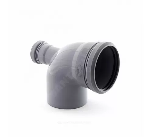 Отвод PP-H с выходом фронтально-тыльный серый Дн 110х50х87гр б/нап в/к RTP (РосТурПласт) 36650